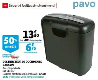 Pavo destructeur de documents cancun
