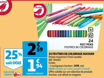Auchan Auchan 24 feutres de coloriage offre