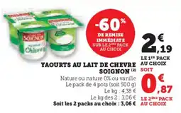 U Express Yaourts au lait de chevre soignon offre