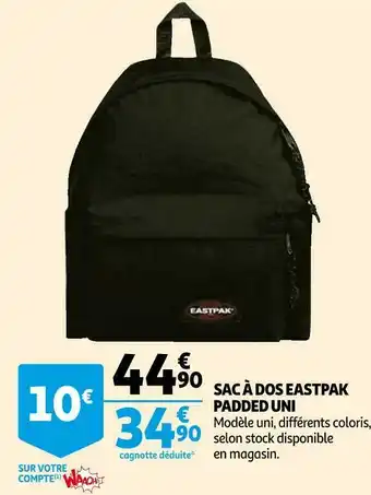 Auchan Eastpak sac à dos padded uni offre