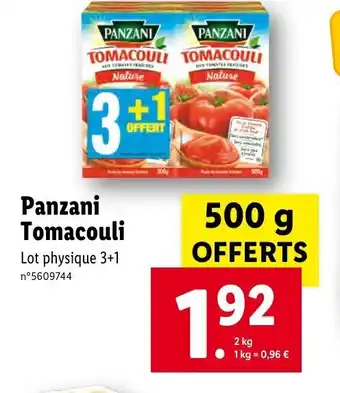 Lidl Panzani tomacouli offre