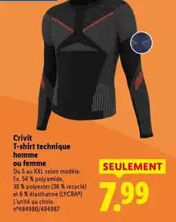 Lidl CRIVIT T-shirt technique homme offre