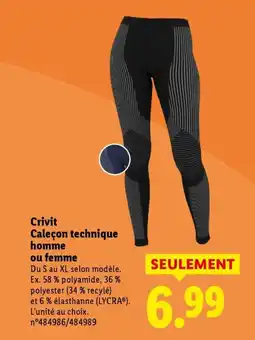 Lidl CRIVIT Caleçon technique homme ou femme offre