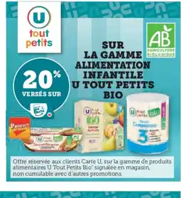 Hyper U Sur la gamme biologique alimentation infantile u tout petits bio offre