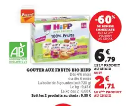 Hyper U HIPP Gouter aux fruits bio offre