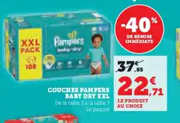 Hyper U Couches pampers baby dry xxl offre