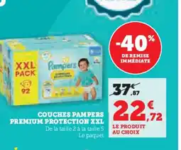 Hyper U Couches pampers premium protection xxl offre