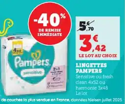 Hyper U PAMPERS Lingettes offre