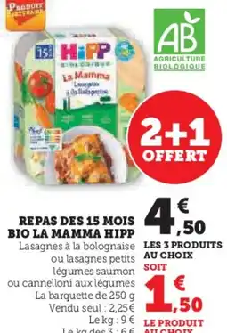 Super U Repas des 15 mois bio la mamma hipp offre