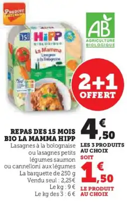 Super U Repas des 15 mois bio la mamma hipp offre