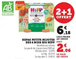 Super U Repas petits mijotes des 6 mois bio hipp offre