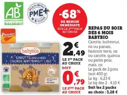 Super U Repas du soir des 6 mois babybio offre