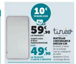 Hyper U Matelas croissance offre