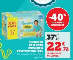 Super U Couches pampers premium protection xxl offre