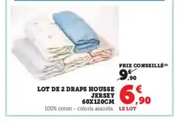 Hyper U Lot de 2 draps housse jersey offre