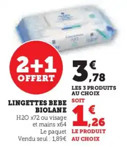 Super U Lingettes bebe soit biolane offre