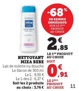 Super U Nettoyant au choix mixa bebe offre
