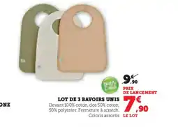 Hyper U Lot de 3 bavoirs unis offre