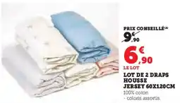 Super U Lot de 2 draps housse jersey offre