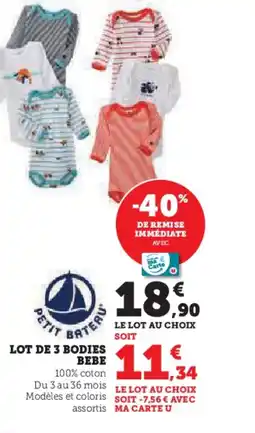 Hyper U Lot de 3 bodies bebe offre