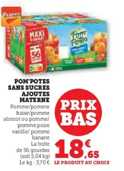 Hyper U MATERNE Pom'potes sans sucres ajoutes offre