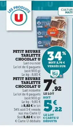 Hyper U Petit beurre tablette chocolat u offre