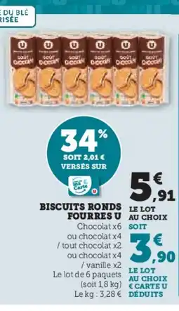 Hyper U Biscuits ronds fourres u offre
