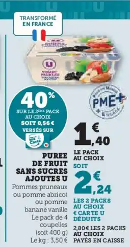 Hyper U Puree de fruit sans sucres ajoutes u offre