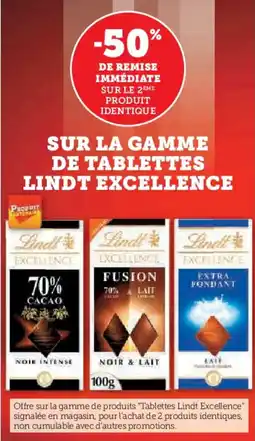 Super U SUR LA GAMME DE TABLETTES LINDT EXCELLENCE offre