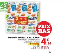 Hyper U BJORG Boisson vegetale bio offre
