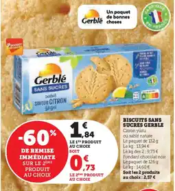 Hyper U GERBLE Biscuits sans sucres offre