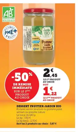 Hyper U JARDIN BIO Dessert fruitier offre