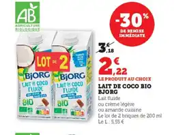 Hyper U BJORG Lait de coco bio offre