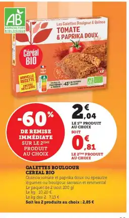Hyper U CEREAL BIO Galettes boulgour offre