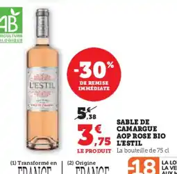 Hyper U L'ESTIL Sable de camargue aop rose bio offre