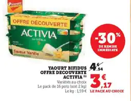 Hyper U ACTIVIA Yaourt bifidus offre decouverte offre