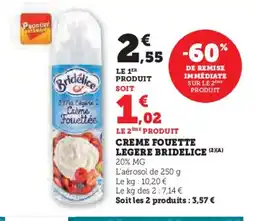 Hyper U BRIDELICE Creme fouette legere offre