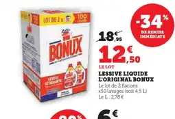 Hyper U BONUX Lessive liquide l'original offre