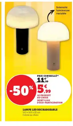 Hyper U Lampe led rechargeable offre