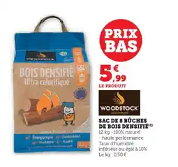 Hyper U WOODSTOCK Sac de 8 buches de bois densifié offre