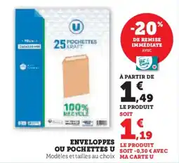 Hyper U Enveloppes ou pochettes u offre