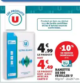 Hyper U Ramette de 500 feuilles u offre