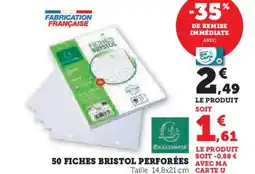 Hyper U 50 fiches bristol perforées offre