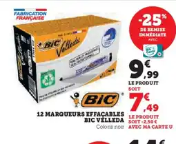 Hyper U BIC VELLEDA 12 marqueurs effacable offre