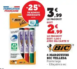 Hyper U BIC VELLEDA 4 marqueurs offre