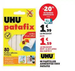 Hyper U UHU 80 pastilles adhésives patafix offre