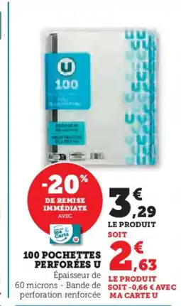 Hyper U 100 pochettes perforées u offre