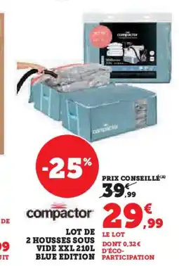 Hyper U Lot de 2 housses sous vide xxl blue edition offre