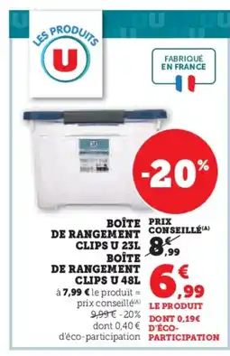 Hyper U Boîte de rangement clips u offre