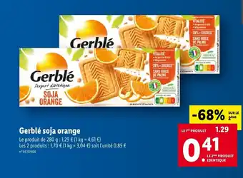 Lidl Gerblé soja orange offre